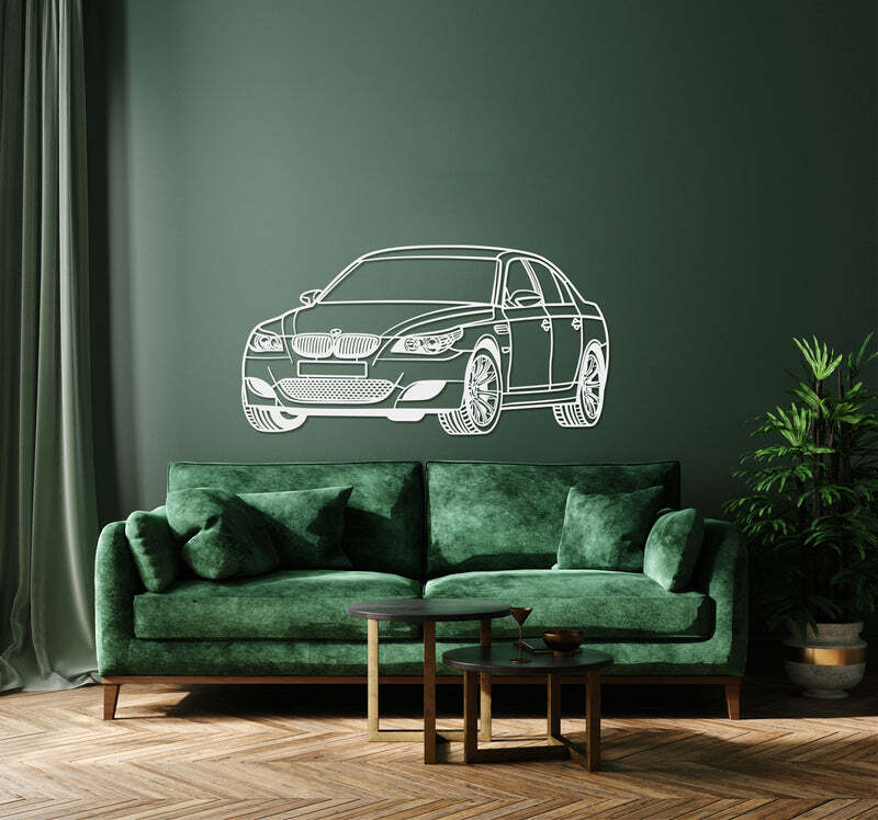 Wall Art Home Decor 3D Acrylic Metal Car Auto Poster USA Silhouette 2005 E60 M5