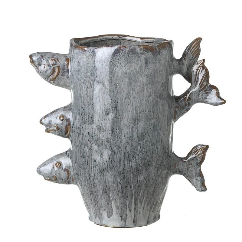 Blue Ceramic Vase with Fish Flower Vase Decorative Blue Vase Nautical Home Decor
Opens in a new wind