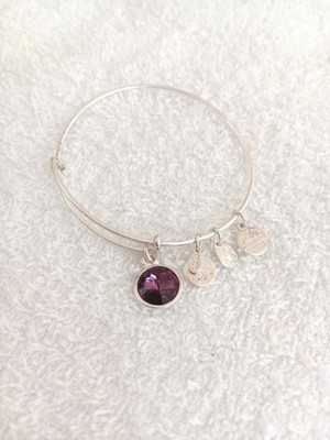 ALEX & ANI PURPLE AMETHYST BRITH-STONE Silver charm bracelet NWOTAG 