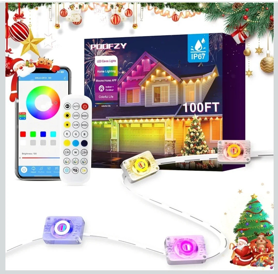Permanent Outdoor Lights for House,100ft RGB+IC Smart Outdoor Decor, 50 Scene...
Opens in a new wind