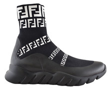 Fendi Mens Black White FF Monogram Logo Knit Sock Trainer Sneaker UK 9 US 10