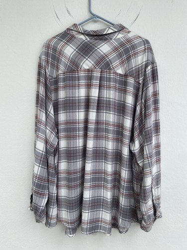 Torrid blouse plus sz 4 plaid button up pocket rayon/acrylic - Picture 7 of 13