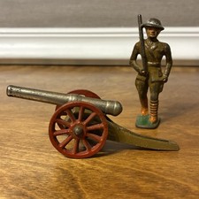 Barclay  Manoil Toys Metal Soldier Artillery Cannon Doughboy Infantry Vintage