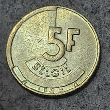 BELGIUM 🇧🇪 FIVE (5) FRANCS COIN 1988 (DUTCH TEXT / KING BAUDOUIN I)
