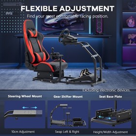 Supllueer Racing Simulator Cockpit With Seat Fits Thrustmaster T300 Logitech G29
