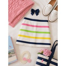 Girl's Vineyard Vine White Piqu Rainbow Ribbon Skirt