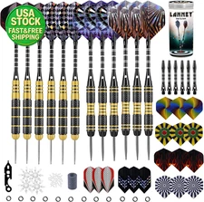 Professional Steel Tip Darts Set 20g 24g with Case Flights Shafts Sharpener