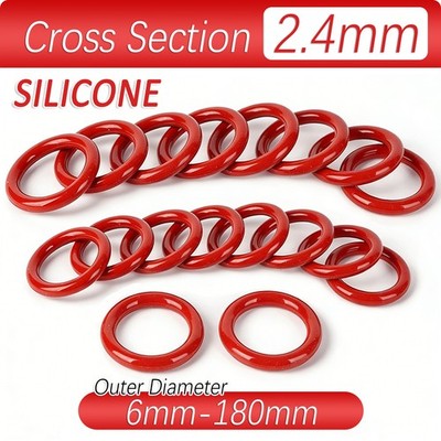 2.4mm Cross Section Silicone Rubber Sealing Ring O-Rings 6mm - 180mm ID O Ring