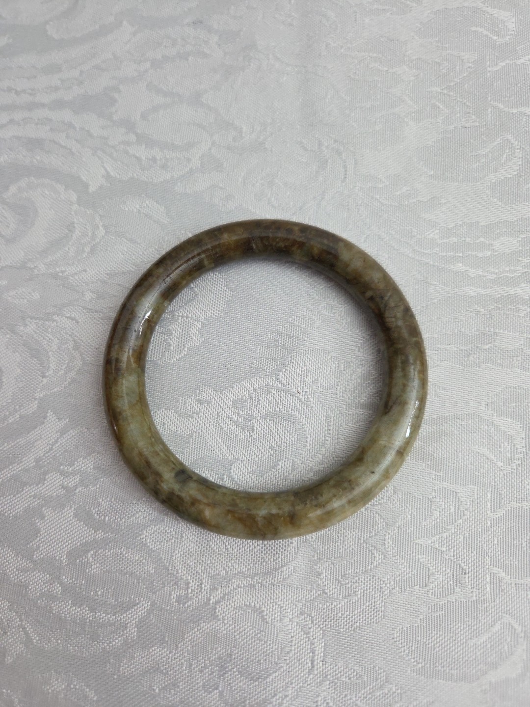 Solid Natural Green jade Stone Bangle Bracelet - image 2