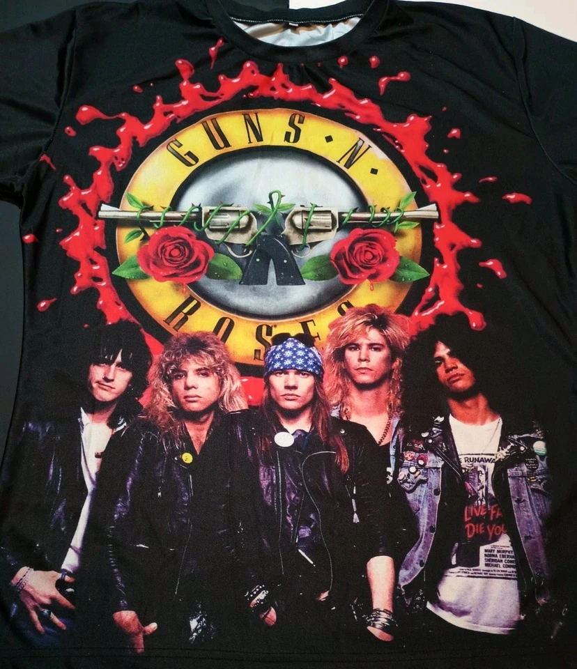 Camiseta Guns N’ Roses Logo Pintura Sangre Salpicaduras Adulto XXL Unisex Top Axl Slash  Foto 2 de 4
