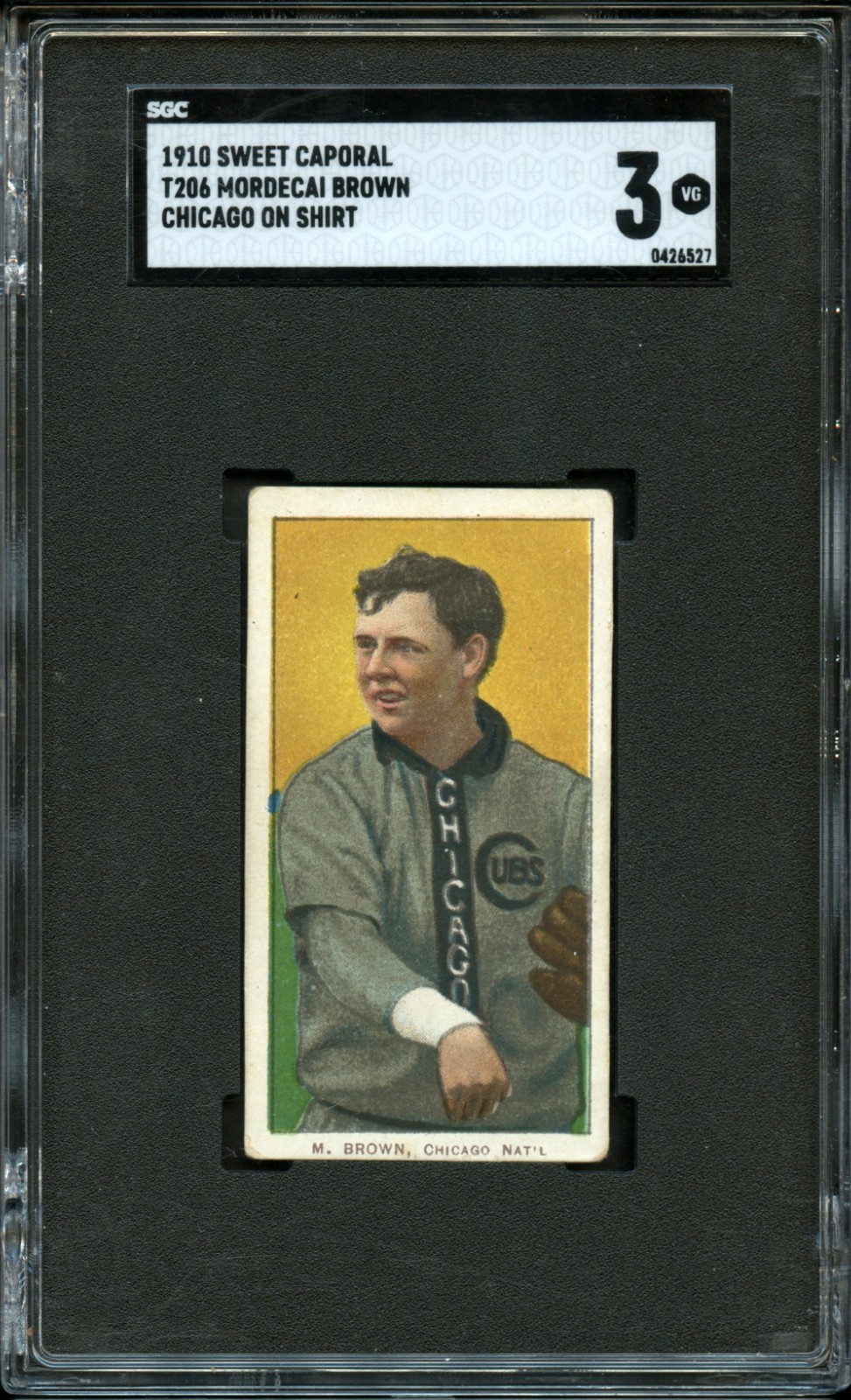 1909 T206 Mordecai Brown Chicago Sweet Caporal 350 SGC 3