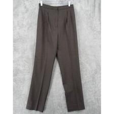Kasper Pants 6 Wool Pleated Straight Leg Trouser Career Minimalist Lined Brown