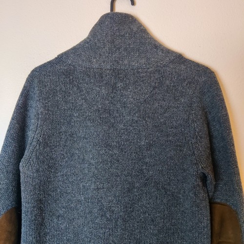 Cárdigan Mark & Graham Lana de Cordero Cuero Parche en el Codo Pequeño Ecléctico Abuelo PYME - Imagen 6 de 11