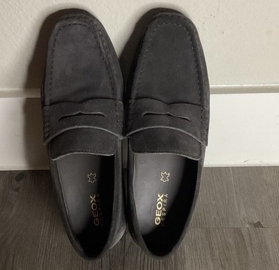 Geox Men's Charcoal Suede Slip-Ons Shoes Size 43 US 9.5/10 Excellent Condition