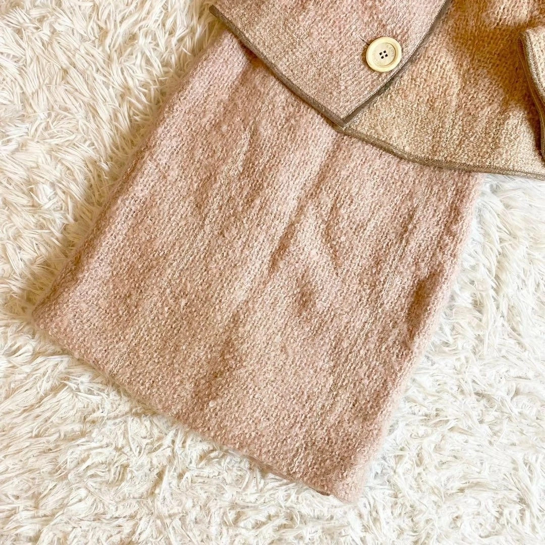 LOUIS VUITTON（LV） Louis Vuitton Set Tuta Gonna Rosa Beige Abito Formale Autentico Francia Taglia 36