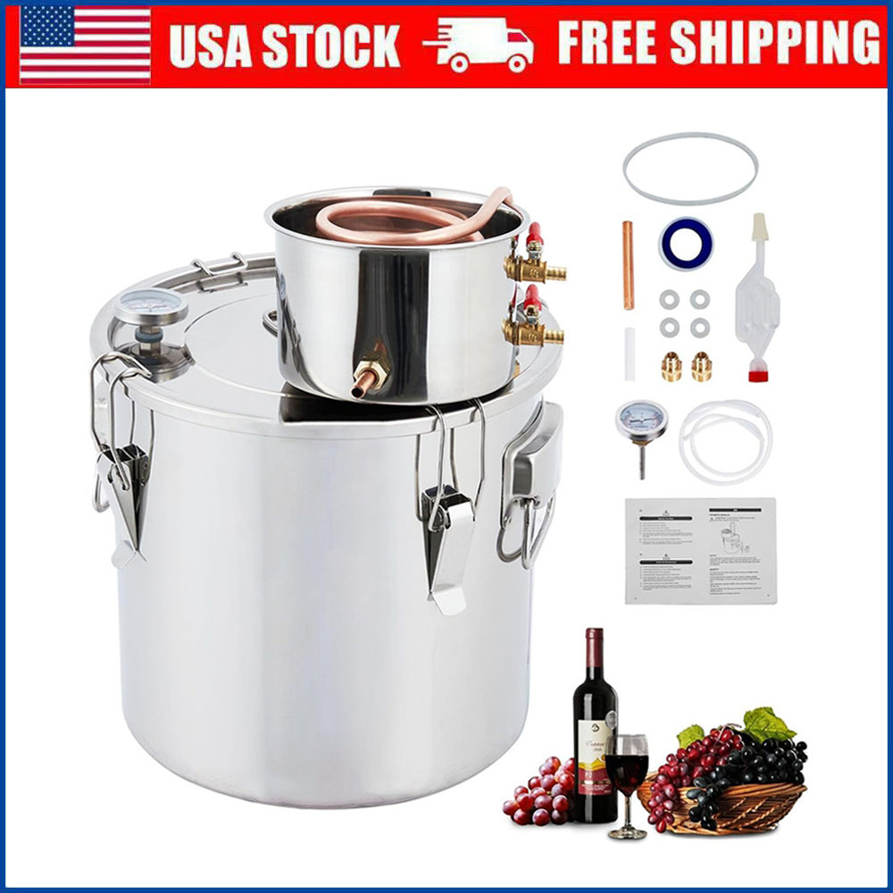 Alcohol Still 10 Gal Stainless Steel Alcohol Distiller Copper Tube Spirit Boiler
