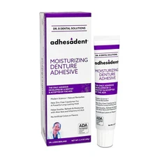 Adhesadent Moisturizing Denture Adhesive - Secure Denture Glue with Strong Gr...