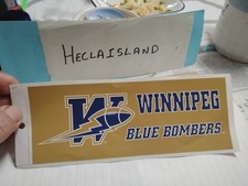 VINTAGE VINYL BUMPER DECAL STICKER WINNIPEG BLUE BOMBERS 8 1/4"X 3  L@@K LOW$ &pound;