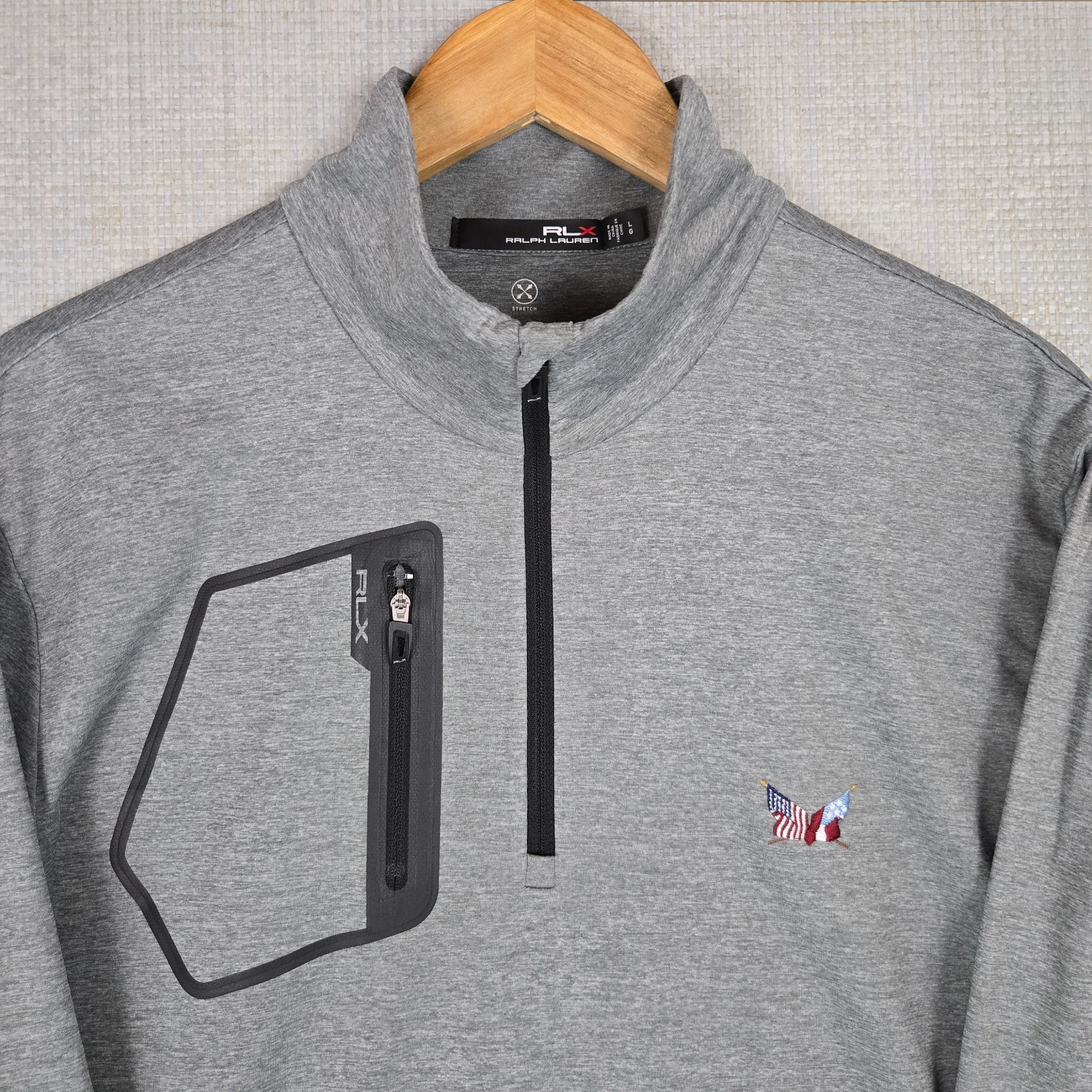 RLX Ralph Lauren Men's Gray 1/4 Zip Pullover Windshirt, Large