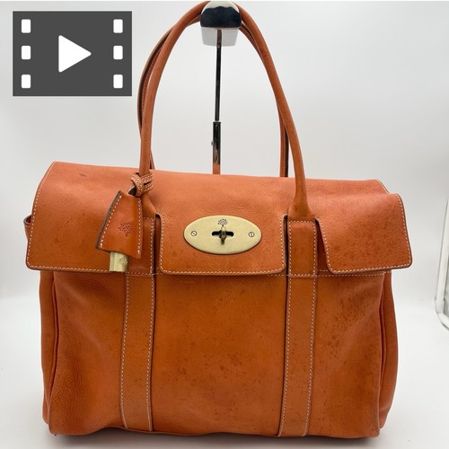 Mulberry Bayswater Turn Lock  Leather orange  hand bag Tote bag japan elegant