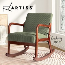 Artiss Armchair Rocking Chair Nursing Lounge Rocker Accent Chairs Corduroy Green