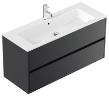 Waschplatz Waschtisch Badmöbel Grifflos Limes 120 cm Grafit Bad-Set