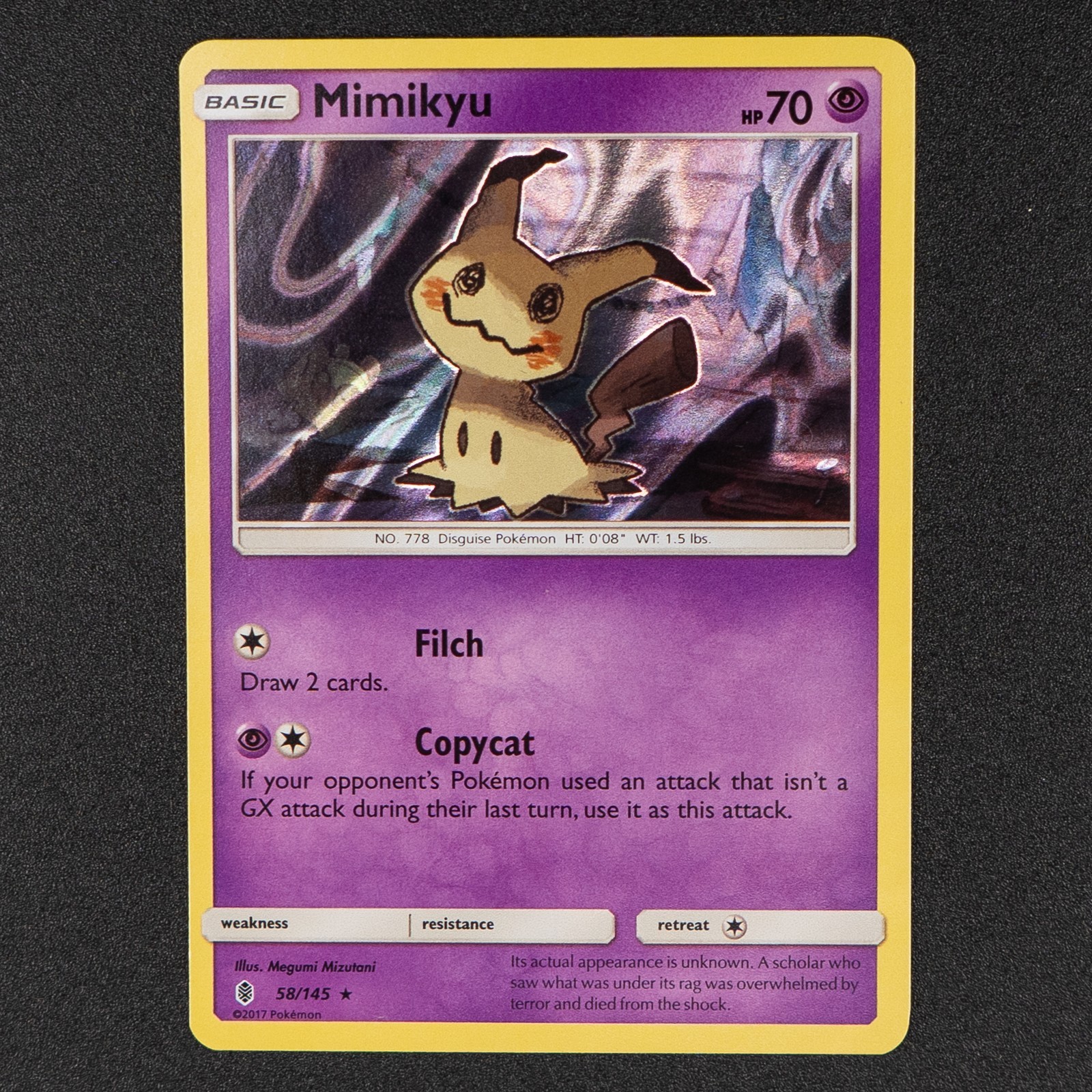 Mimikyu 58/145 Pokemon Sun & Moon Guardians Rising 2017 Holo Near Mint