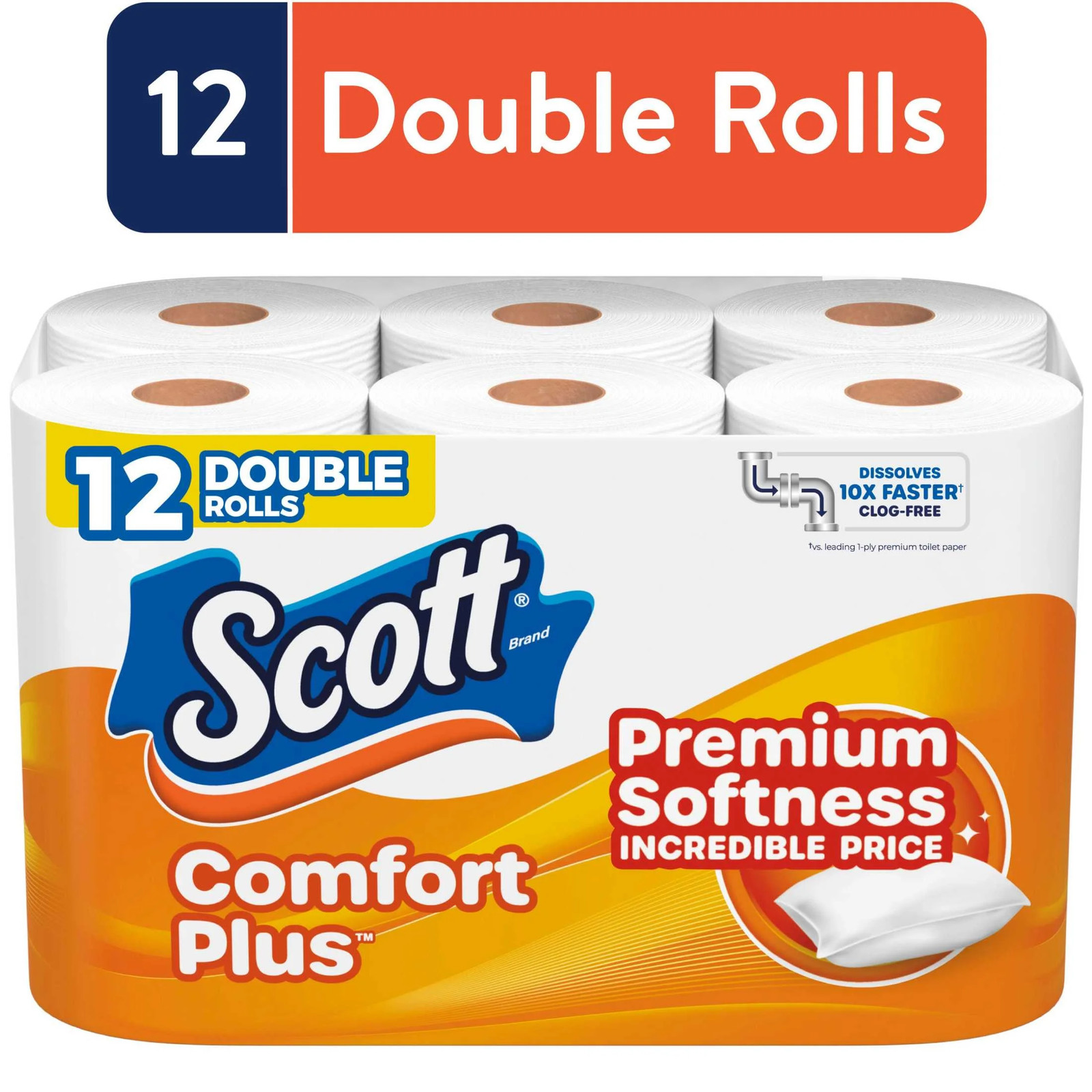 ComfortPlus 12 Double Rolls Toilet Paper - Soft, Strong & Absorbent