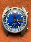 SEIKO VINTAGE MANS CHRONOGRAPH WRISTWATCH 6139-6019T ALL STEEL JUMBO BLUE DIAL.