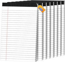 5X8 Legal Pads Writing Pad Note Pads, 8 Pack College Ruled Lined Paper Pad, Whit