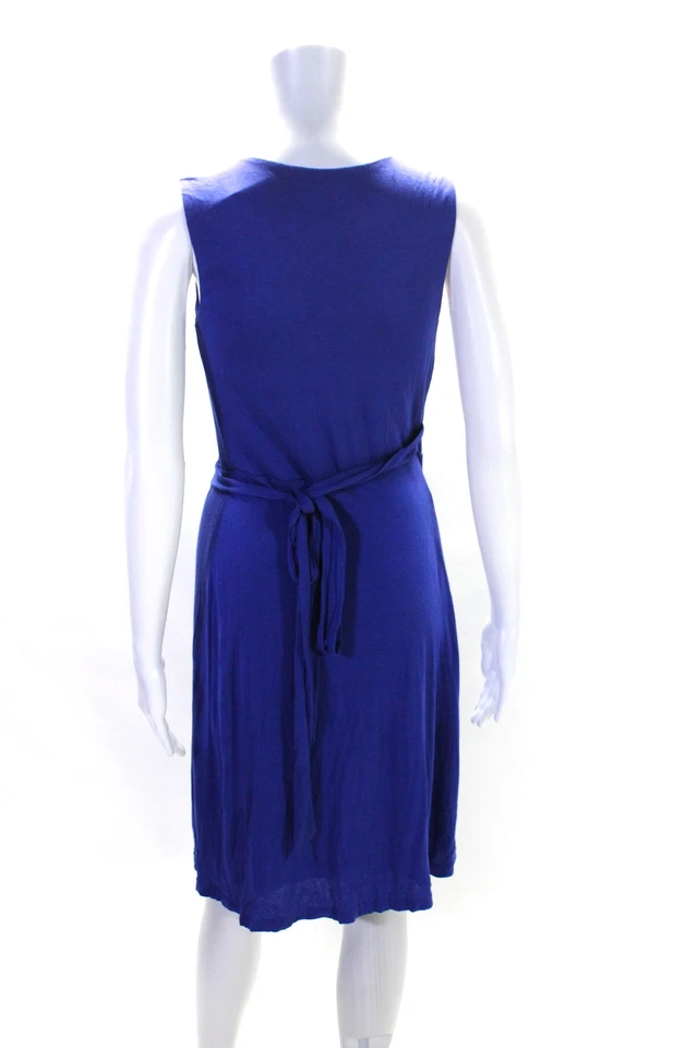 Barneys New York Womens V-Neck Sleeveless Wrapped Tied Midi Dress Blue Size XS Foto 3 de 4
