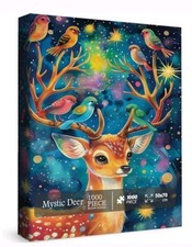 Mystic Deer 1000 Piece Jigsaw Puzzle, Whimsical Fantasy Christmas Forest New