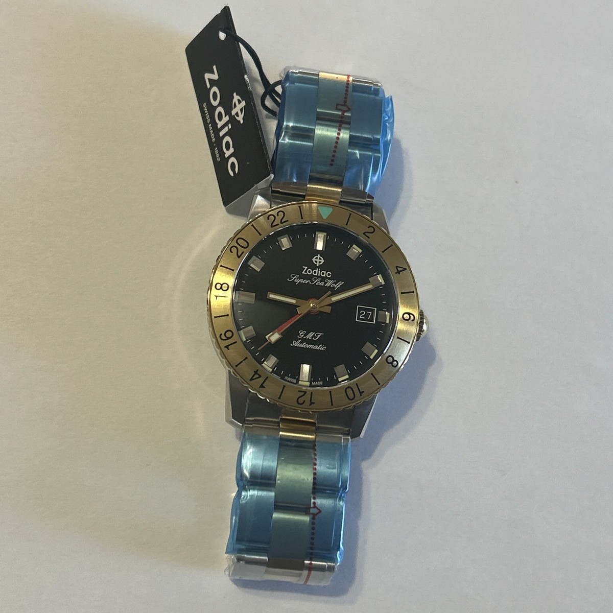 Zodiac Super Sea Wolf GMT 40mm Black Dial Two-tone Stainless Steel
