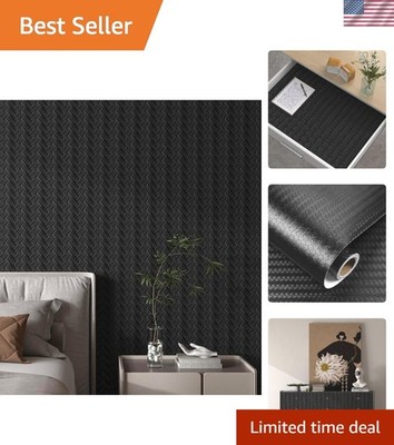 Stylish Waterproof Black Peel and Stick Wallpaper 17.7'' x 120'' for Any Room
