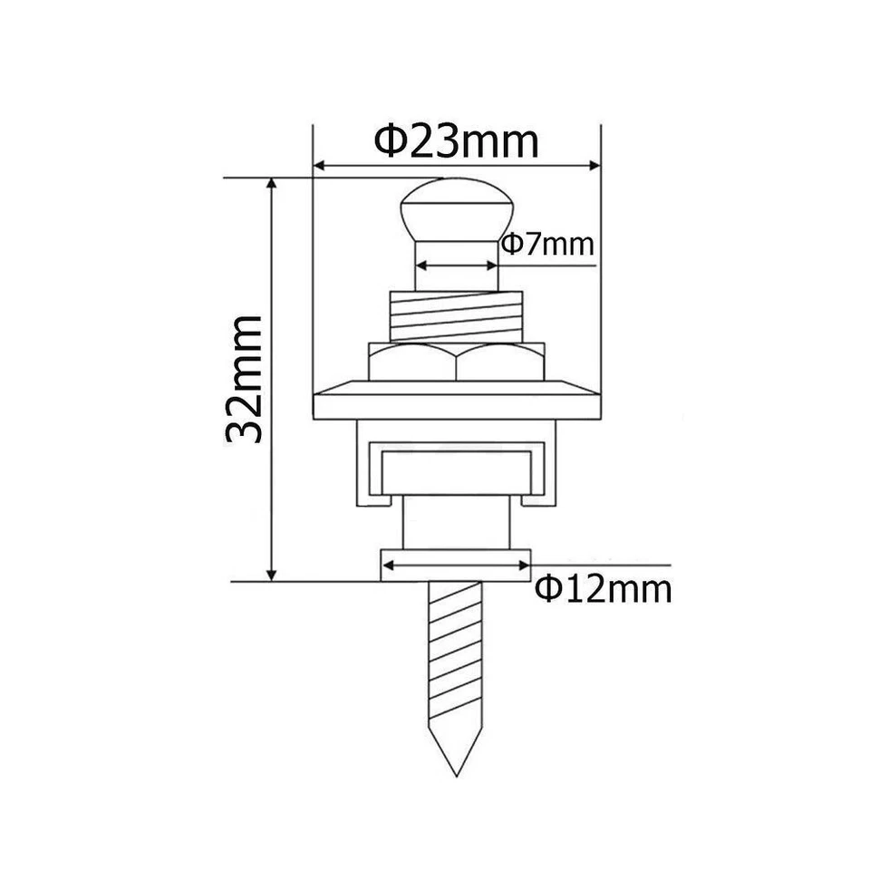 2 peças de trava de metal para segurança de guitarra botão de metal trava de alça de baixo - Imagem 2 de 4
