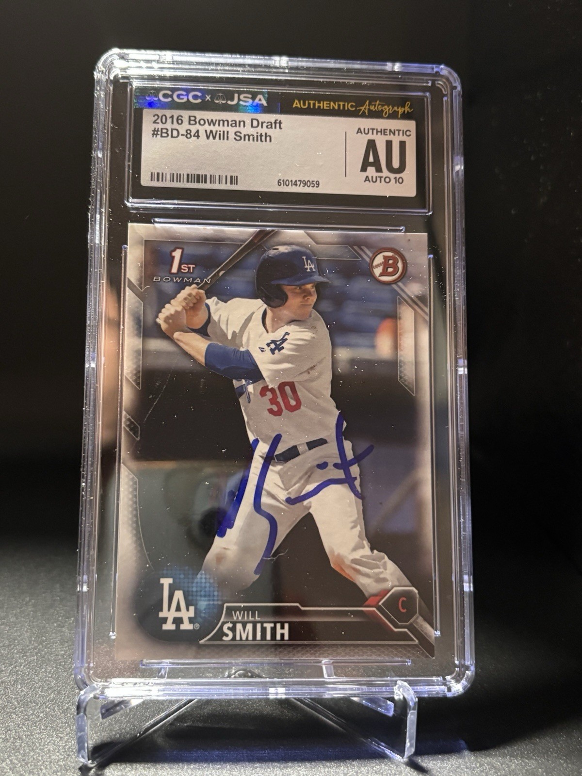 Will Smith Autographed Signed 2016 1st Bowman Paper Dodgers Auto Graded 10 Auto CGC JSA 