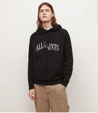 AllSaints Pullover Hoodie Drop Spell Out Black Pullover Diverge OTH MF129U Sz M