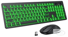Large Print Wireless Keyboard and Mouse 7 Colors Backlit Keyboard, Oversize Lett