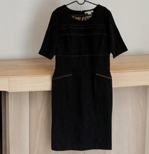 WD NY Faux bronze zipper black dress Gold Zipper Pockets Office Work Size 12