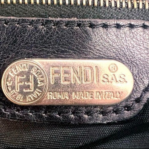 FENDI Black nylon shoulder bag with FF logo fits A4 size documents 655 - Picture 10 of 15