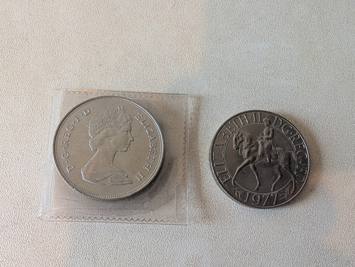 Queen Elizabeth The Queen Mother 1980 Coin& Queen Elizabeth II 1977 Jubilee Coin