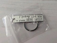 Engraved Metal Keychain Detachable Keyring Silver I F ing Love You
