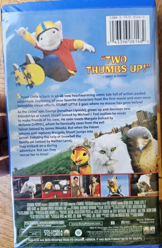 Stuart Little 2 VHS Clamshell Stewart Rare? Blue Case Estate Item As Is Good Con - Image 3 of 3
