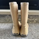 Bogs Girls Size 2 Tan Sparkly Rubber Rain Boots EUC — photo 9