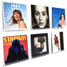 Laurensory Vinyl Record Shelf Wall Mount, 12 inch Clear Acrylic 6 Pack,