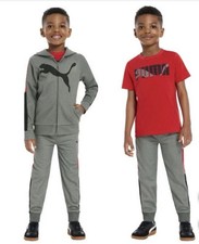 PUMA Kids' 3-piece Tech Fleece Set Gray  Red Size 2T NWT