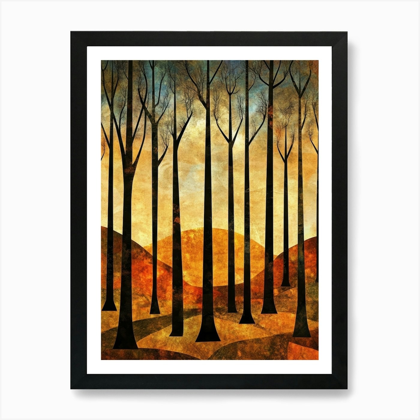 Framed Trees At Sunset Wall Art Print Canvas Picture Poster