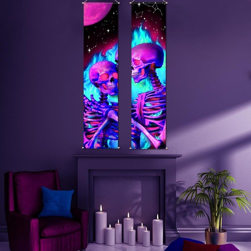 Tiamon 2 Pieces Black Light Art Wall Decor Trippy Blacklight Tapestry UV Reac... - Picture 5 of 7