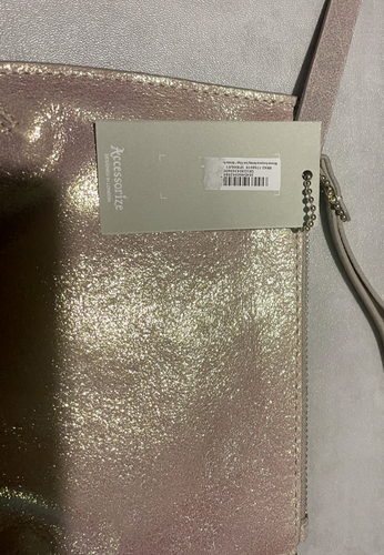 ACCESSORIZE Pink Rose Gold Pouch Leather Brand New - Picture 2 of 3