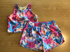 Old Navy Active Athletic Crop Top  Go Dry Running Shorts, Girls Size L 10-12 